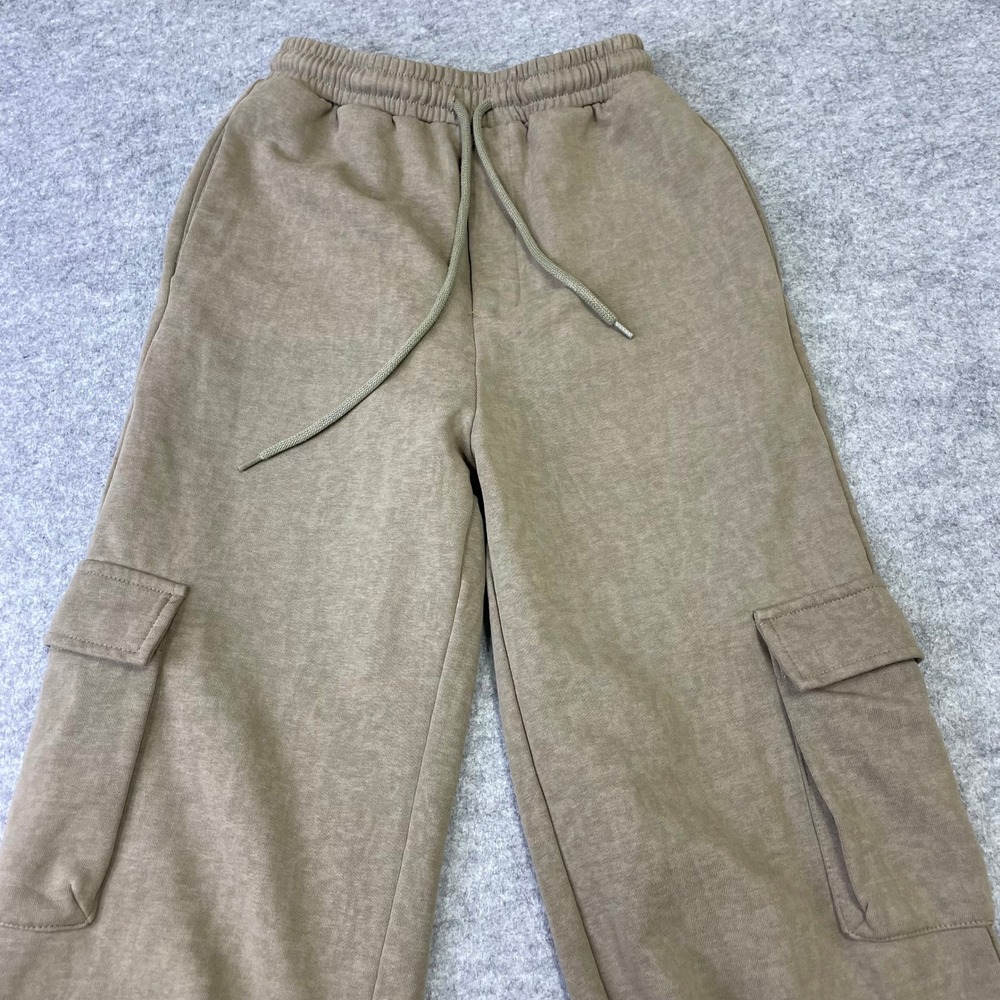 Mii Design By Korea Cargo Sweatpants S Wide Leg Joggers Olive Tan - Picture 3 of 16